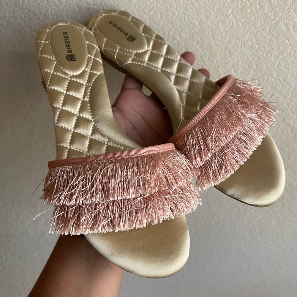 birdies the sparrow fringe slip on sandal